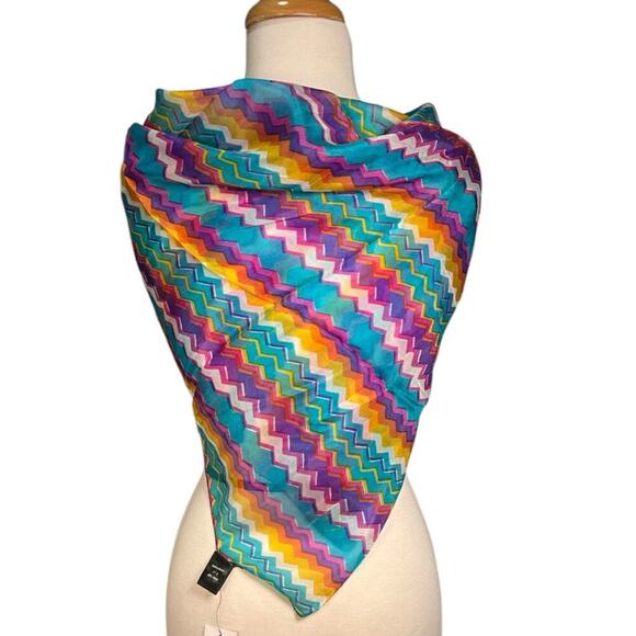 Raj 100% Large Silk Scarf Colorful Fun Classic  One Size NWT - Picture 5 of 10